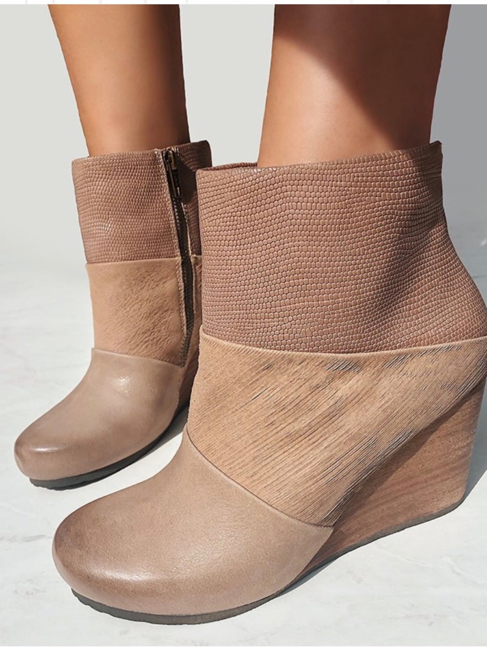 OTBT Dharma Wedge Ankle Boots in Pecan - Size 6.5